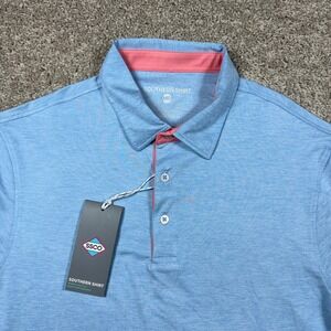 Southern Shirt Grayton Heather Polo Mens Medium Blue Pink Performance Golf SSCO